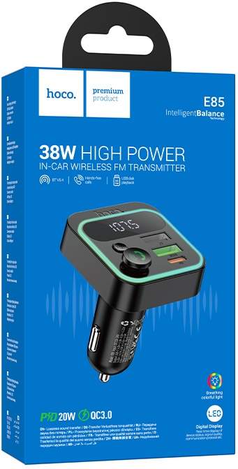 Трансмиттер FM HOCO E85 черный
