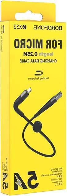 Кабель MicroUSB/USB BOROFONE BX32 0,25М черный/красный
