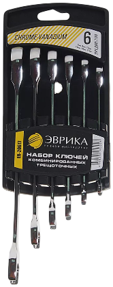 Набор ключей комбинированных с трещоткой ЭВРИКА ER-20617 6-17мм (6 предметов)