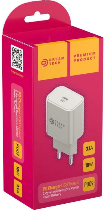 Зарядное устройство сетевое DREAM PD09 (179360) 1PD-18W белый