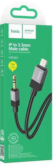 Аудио-переходник AUX/Lightning HOCO UPA32A 1М черный