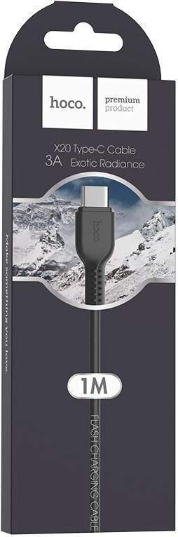 Кабель TYPE-C/USB HOCO X20 1М черный/белый