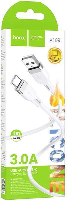 Кабель TYPE-C/USB HOCO X109 1М (силикон) белый