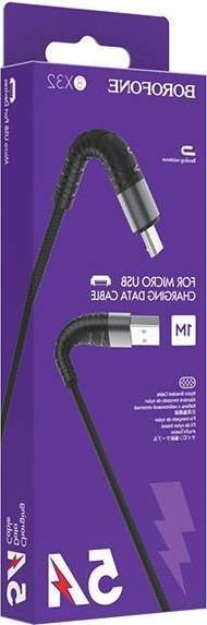Кабель MicroUSB/USB BOROFONE BX32 1М черный/красный
