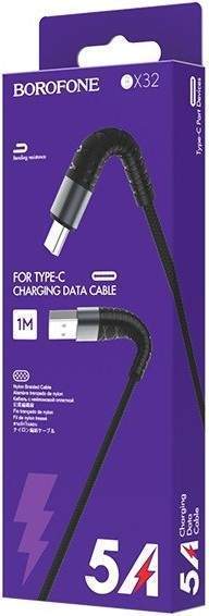 Кабель TYPE-C/USB BOROFONE BX32 Munificent 5A 1м черный