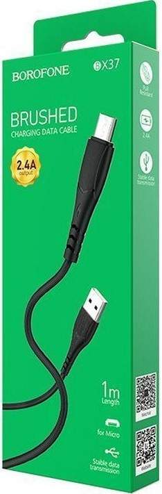 Кабель MicroUSB/USB BOROFONE BX37 Brushed 2.4A черный