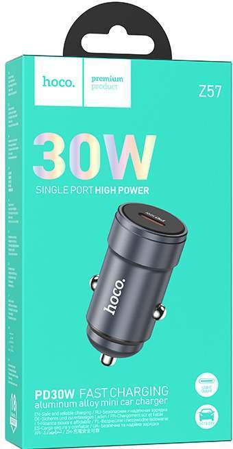 Зарядное устройство автомобильное HOCO Z57 1PD-30W металл