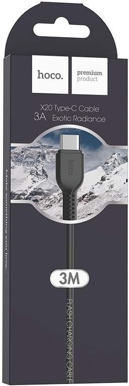 Кабель TYPE-C/USB HOCO X20 3M черный
