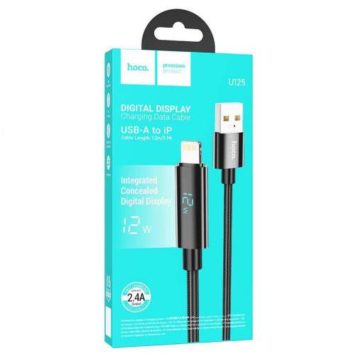 Кабель LIGHTNING/USB HOCO U125 1М (с дисплеем) черный 