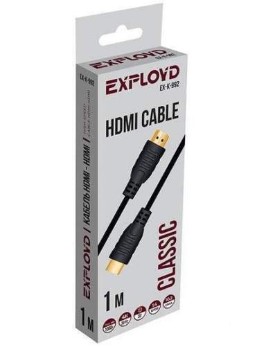 Кабель HDMI Exployd HDMI/V1.4/круглый/чёрный/1М Classic EX-K-992