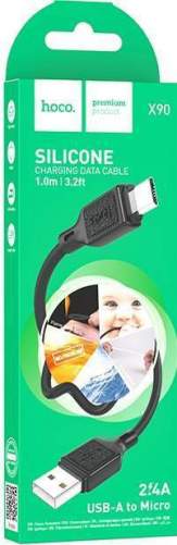 Кабель MicroUSB/USB HOCO X90 1М (силикон) черный/белый