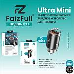 Зарядное устройство автомобильное FaizFull FZ12 1USB-18W/1PD-30W черный 