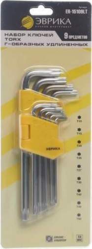 Набор ключей Г-образных TORX длинные 87-200 мм ЭВРИКА ER-15109LT (9 предм. звездочки)
