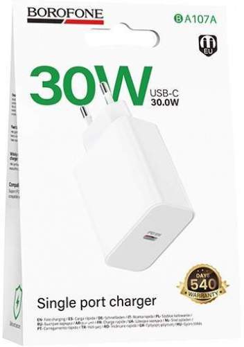 Зарядное устройство сетевое BOROFONE BA107A 1PD-30W белый