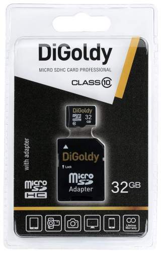 Карта памяти microSDHC DiGoldy 32GBClass10  без адаптера  SD