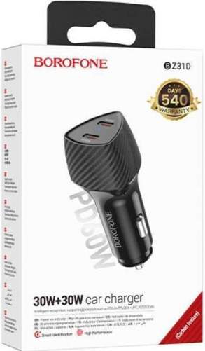Зарядное устройство автомобильное BOROFONE BZ31D 1PD-30W/1PD-30W черный