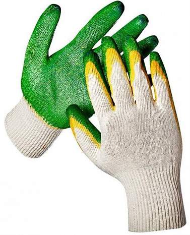 Перчатки трикотажные с 2-м латексным обливом Зеленые