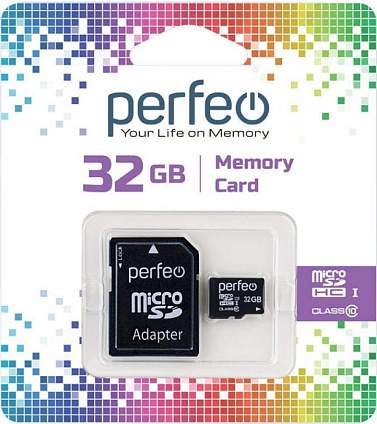 Карта памяти Perfeo microSD 32GB High-Capacity (Class 10) с адаптером