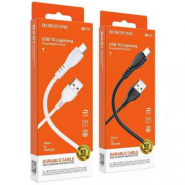 Кабель LIGHTNING/USB BOROFONE BX51 Triumph 2.4A черный