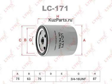 Фильтр масляный LYNXauto LC-171 (W712/83 C-111 1020-283)