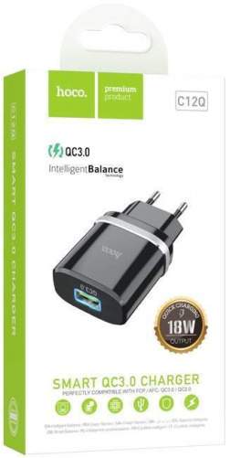 Зарядное устройство сетевое HOCO C12Q 1USB-18W черный