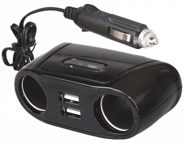 Разветвитель прикуривателя General Technologies (GT-PS2U2) 2 гнезда + 2USB 1000mA