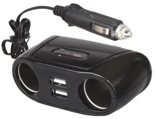 Разветвитель прикуривателя General Technologies (GT-PS2U2) 2 гнезда + 2USB 1000mA