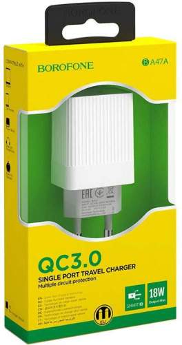 Зарядное устройство сетевое BOROFONE BA47A Premium PD + QC3.0 белый