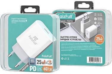 Зарядное устройство сетевое FaizFull FC216 1PD-25W белый