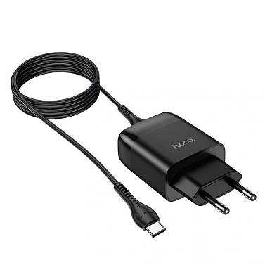 Зарядное устройство сетевое HOCO C72Q USB QC3.0 3A (кабель TYPE-C) черный (ORIG)