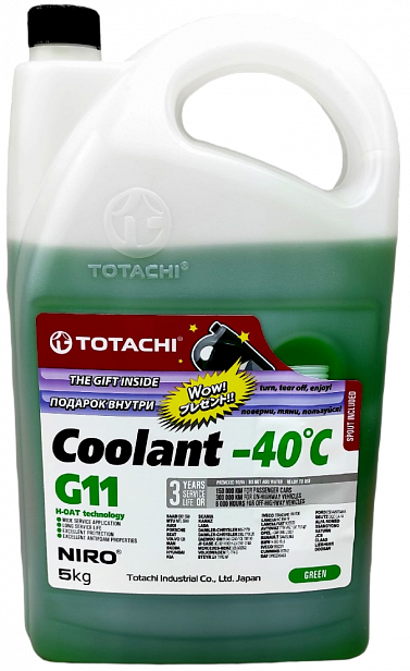 Антифриз TOTACHI NIRO Coolant Green зеленый -40C 5кг