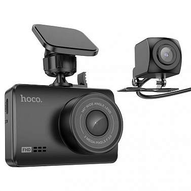 Автомобильный видеорегистратор с камерой заднего вида Hoco DV3 черный, 1080p (Full HD)