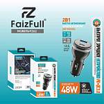Зарядное устройство автомобильное FaizFull FZ62 1USB-18W/1PD-30 черный